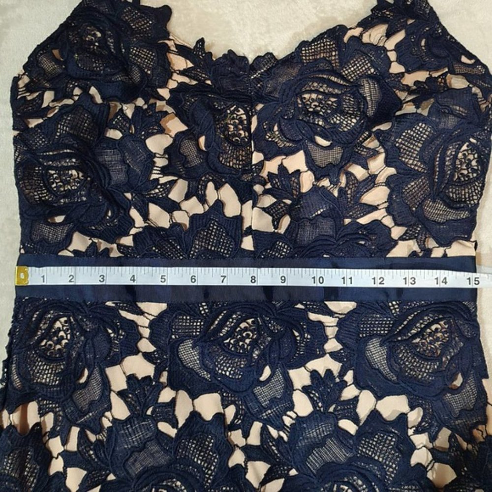 Just Me Blue Lace Mid Length Dress - Size Large - Picture 6 of 9